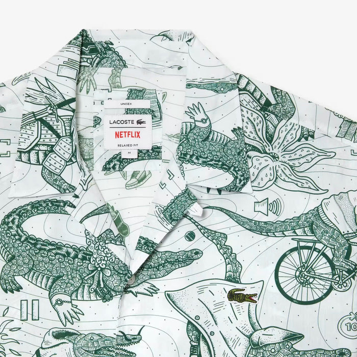 Lacoste Unisex x Netflix Short Sleeve Printed Shirt Shirts 195750184763 Free Shipping Worldwide