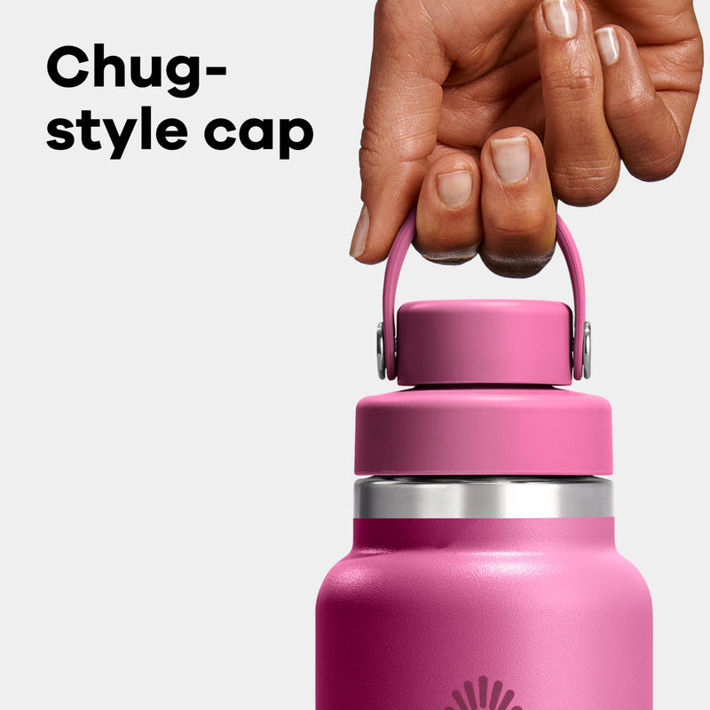 Hydro Flask Wide Mouth Chug Cap vacuum insulated stainless steel water bottle with leakproof closeable lid for cold water drinks, sports, travel, car and school