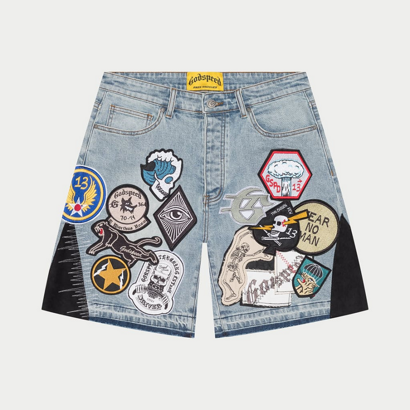 GODSPEED PATCHWORK DENIM SHORTS V2 BRANDBOOM  MEN