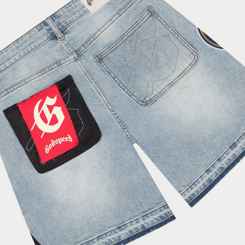 GODSPEED PATCHWORK DENIM SHORTS V2 BRANDBOOM  MEN