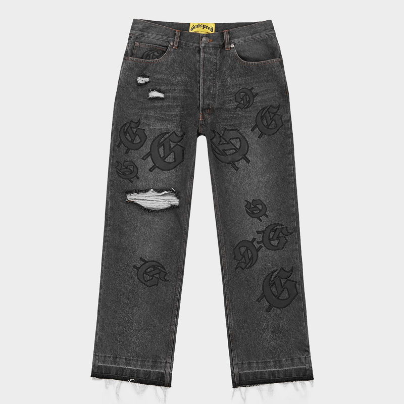 GODSPEED SCATTERED GS LOGO DENIM JEANS