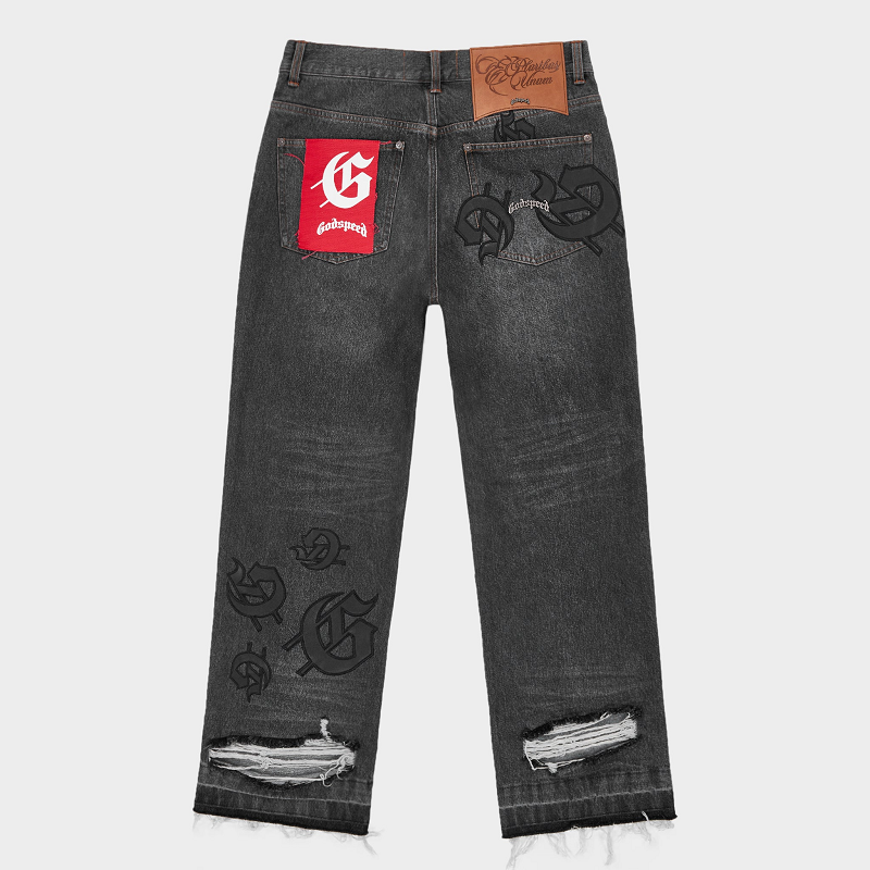 GODSPEED SCATTERED GS LOGO DENIM JEANS