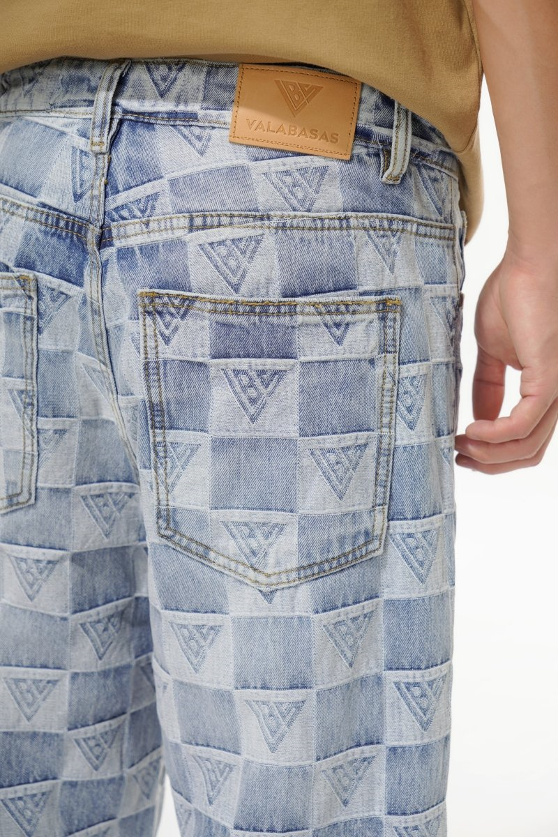 VALABASAS VLBS-VJ7-1077 ALL OVER BAGGY FIT JEANS MEN