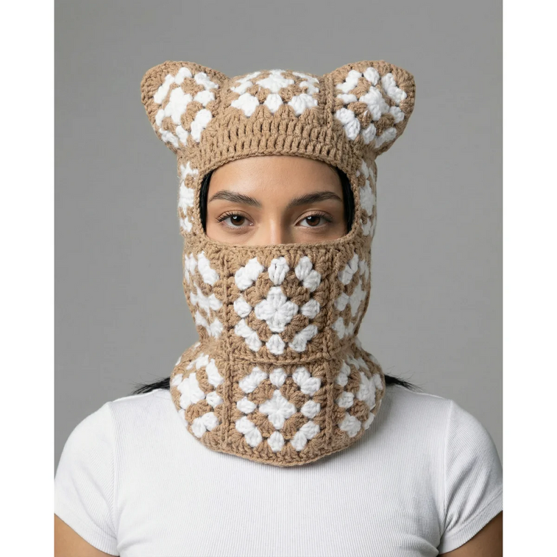 ARKYVE COOKIE BUTTER CROCHET CAT MASK