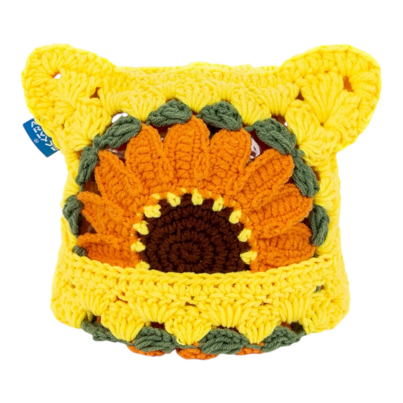ARKYVE SUNFLOWER CROCHET CAT HAT