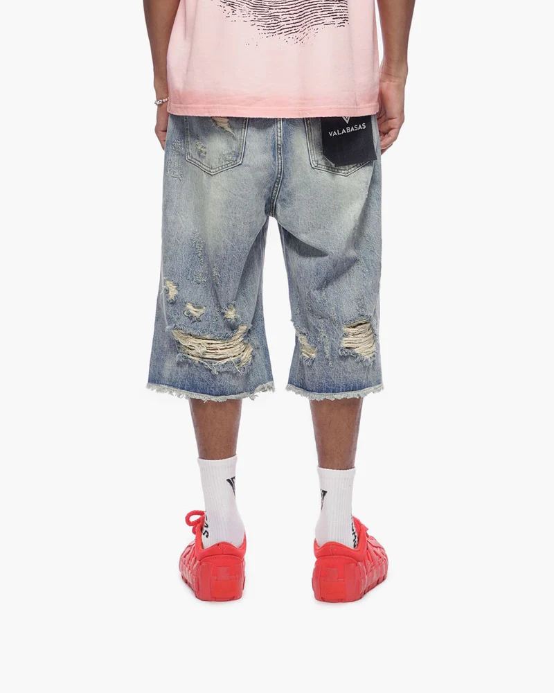 VALABASAS VLBS-VSH1-1002 SNAPPED BAGGY DENIM SHORTS
