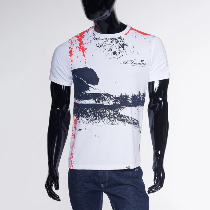 A.Tiziano Carlson S/S Crew Neck Graphic Tee Mens Tees 641187034459 Free Shipping Worldwide