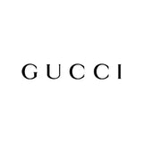 Black gucci logo on white background
