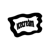 Black ice cream logo sticker with distressed edges and bold lettering.