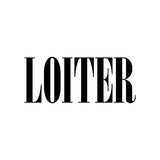 Black loiter logo on white background