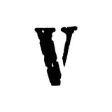 Black nail letter v sticker