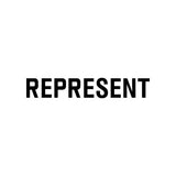Black rectangular ’represent’ sign