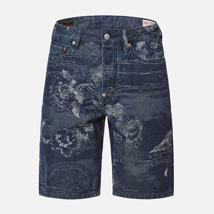 Evisu Men's Jacquard Denim Shorts Mens Pants & EVISU 4894565561443 Free Shipping Worldwide