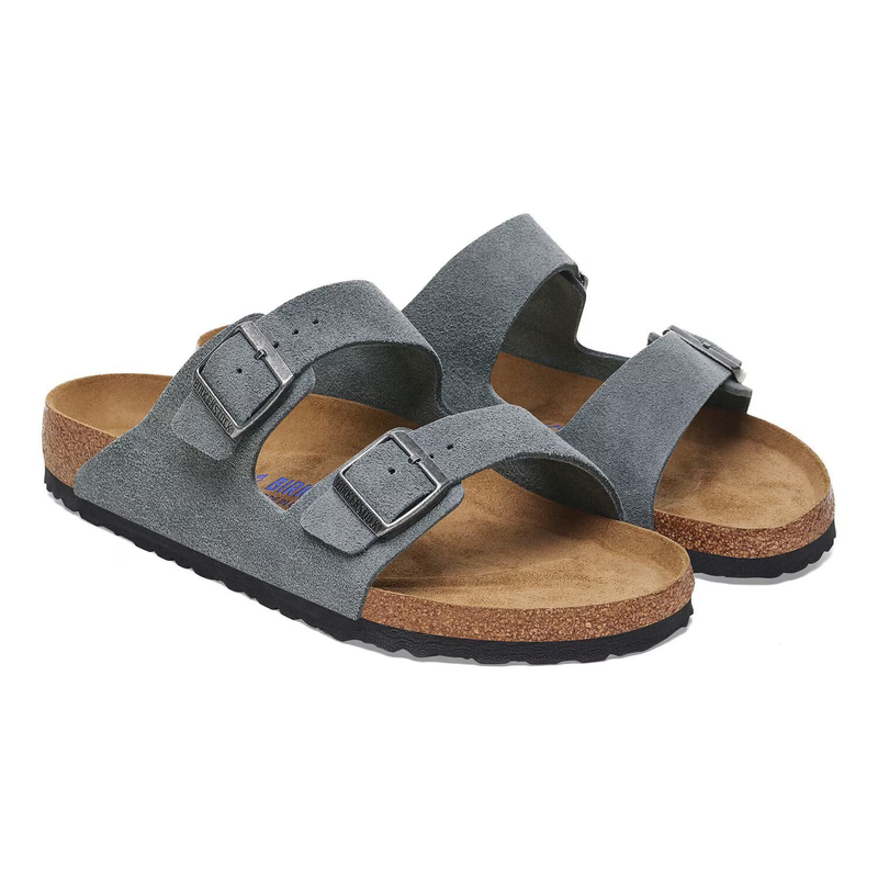 Birkenstock Arizona Soft Footbed Suede Leather Sandals Basalt Gray