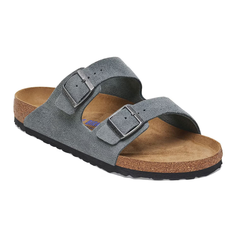 Birkenstock Arizona Soft Footbed Suede Leather Sandals Basalt Gray