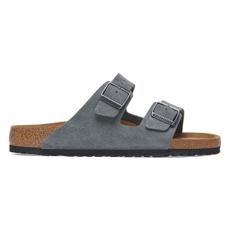 Birkenstock Arizona Soft Footbed Suede Leather Sandals Basalt Gray