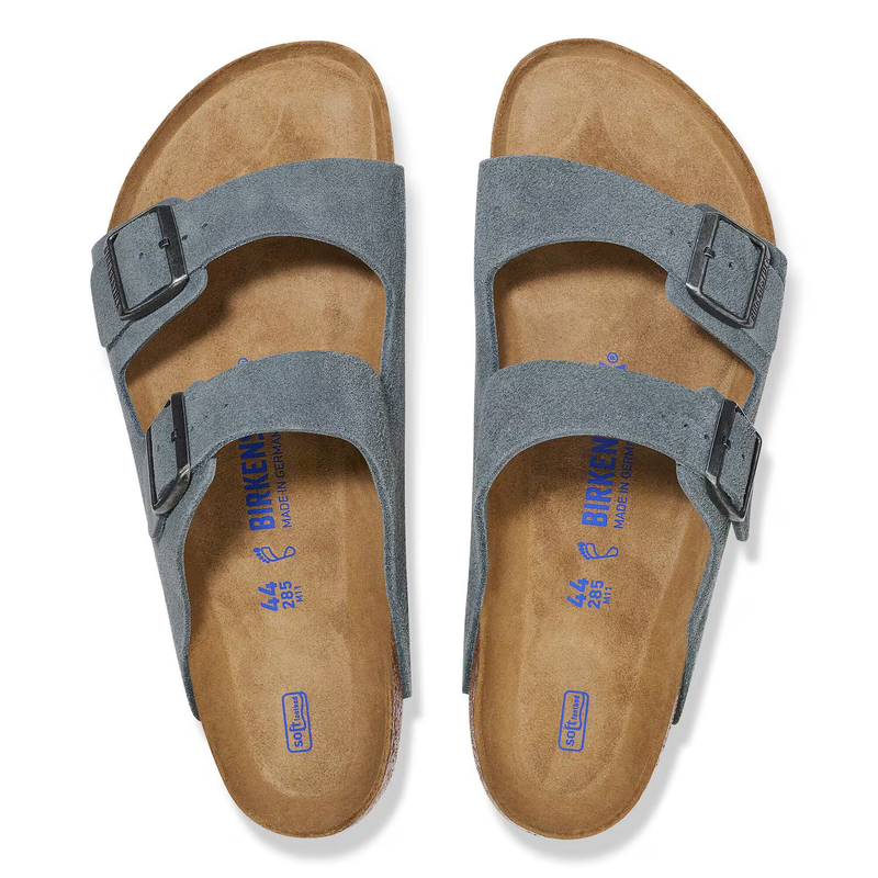 Birkenstock Arizona Soft Footbed Suede Leather Sandals Basalt Gray