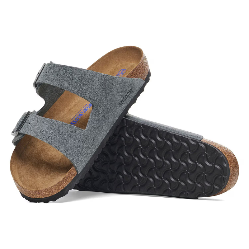 Birkenstock Arizona Soft Footbed Suede Leather Sandals Basalt Gray
