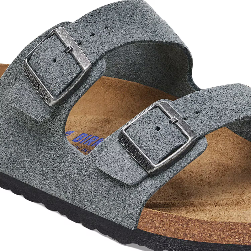Birkenstock Arizona Soft Footbed Suede Leather Sandals Basalt Gray