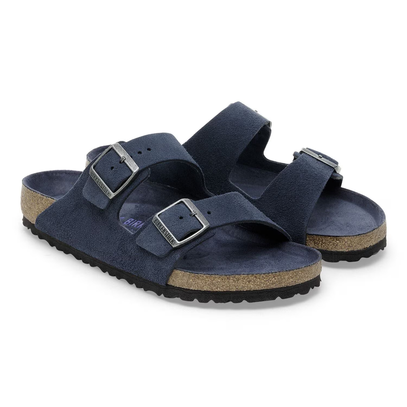 Birkenstock Arizona Soft Footbed Suede Leather Sandals New Navy Tonal