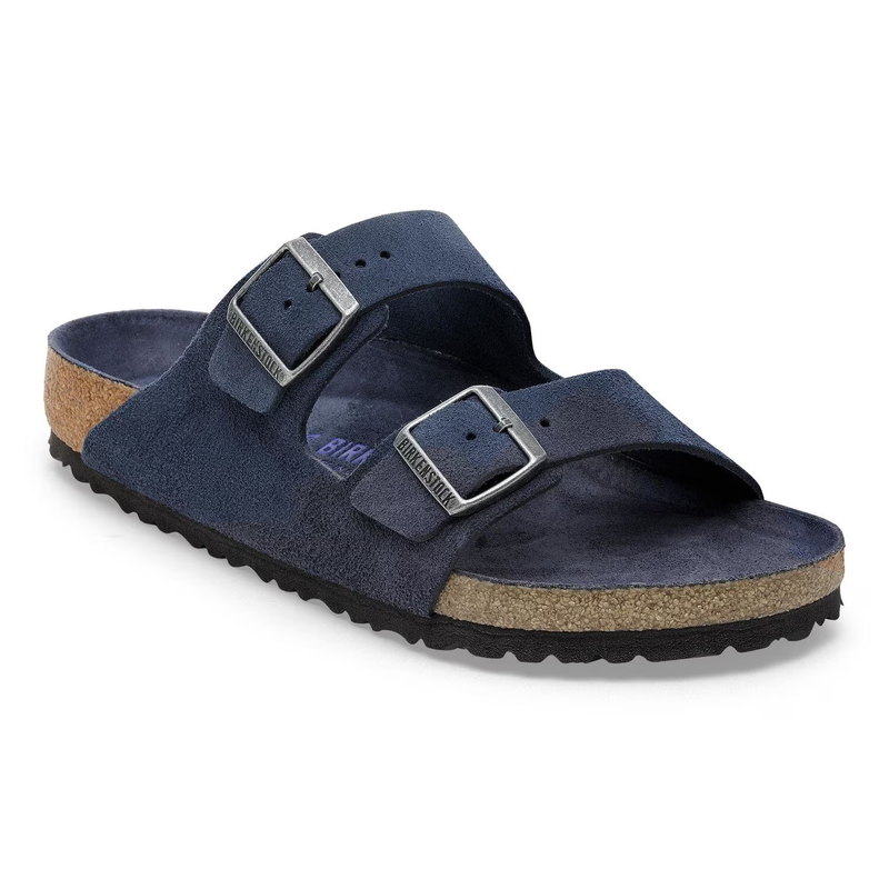 Birkenstock Arizona Soft Footbed Suede Leather Sandals New Navy Tonal