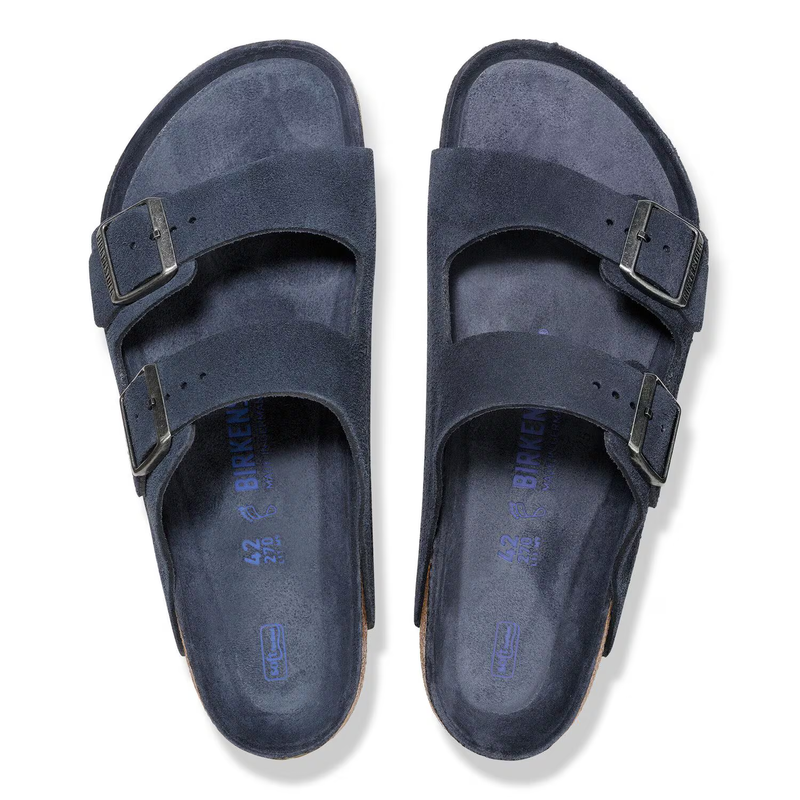 Birkenstock Arizona Soft Footbed Suede Leather Sandals New Navy Tonal