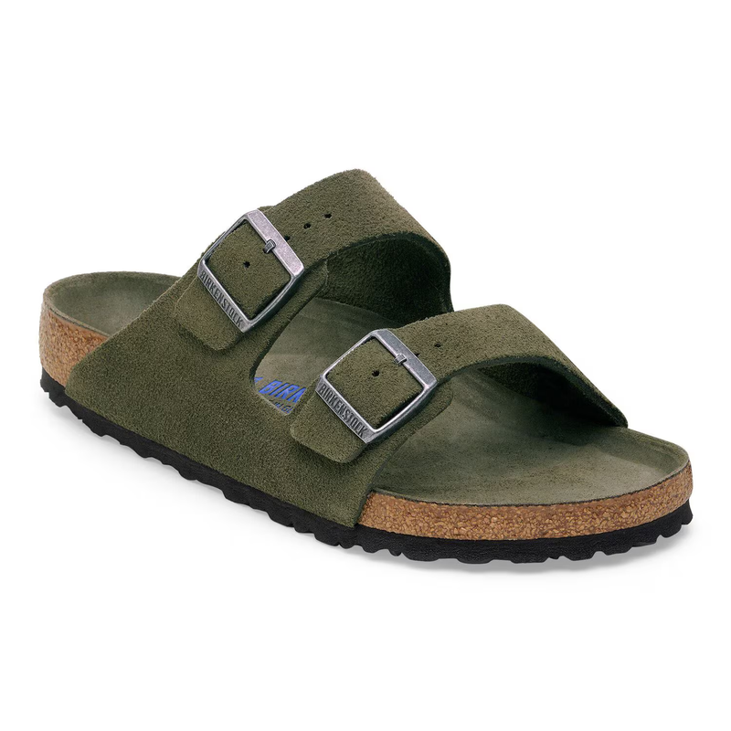 Birkenstock Arizona Soft Footbed Suede Leather Sandals Thyme Tonal