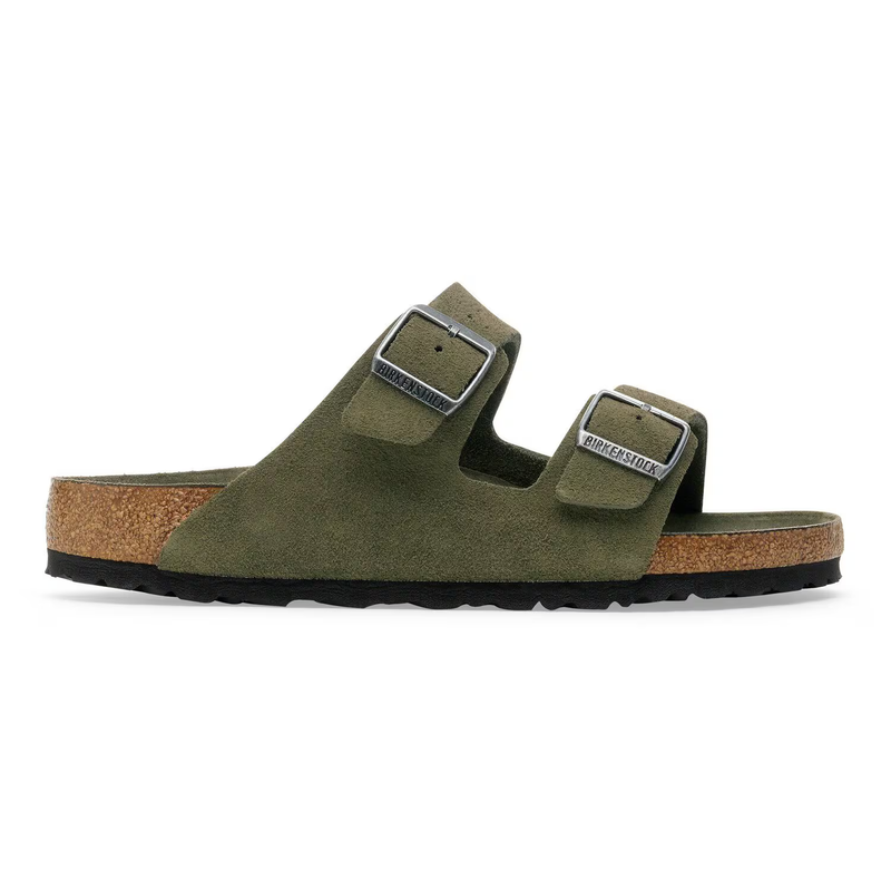 Birkenstock Arizona Soft Footbed Suede Leather Sandals Thyme Tonal