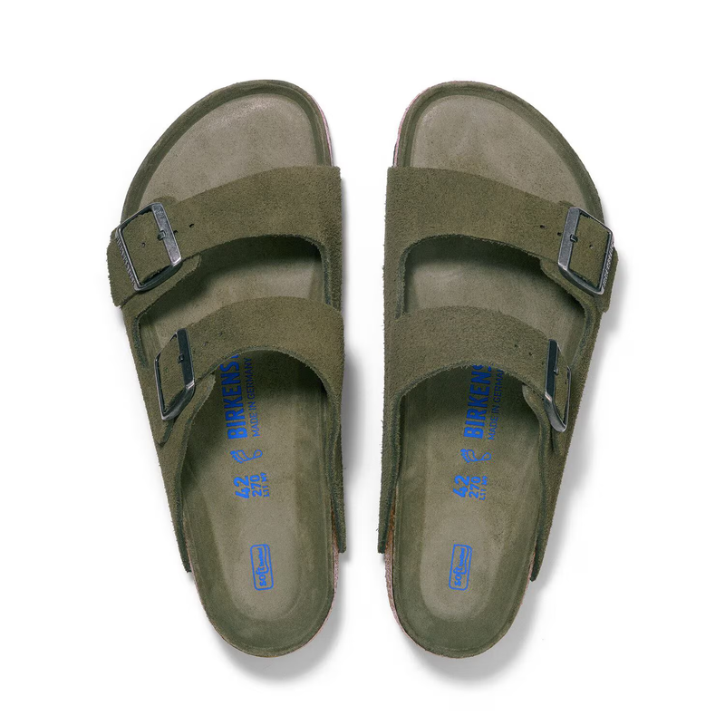 Birkenstock Arizona Soft Footbed Suede Leather Sandals Thyme Tonal