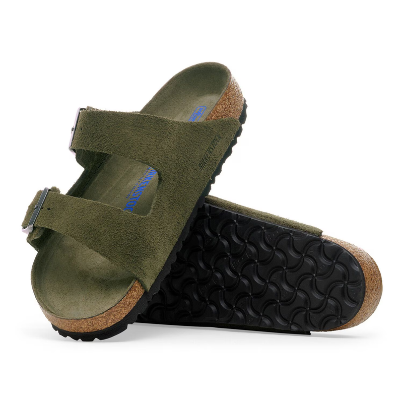 Birkenstock Arizona Soft Footbed Suede Leather Sandals Thyme Tonal