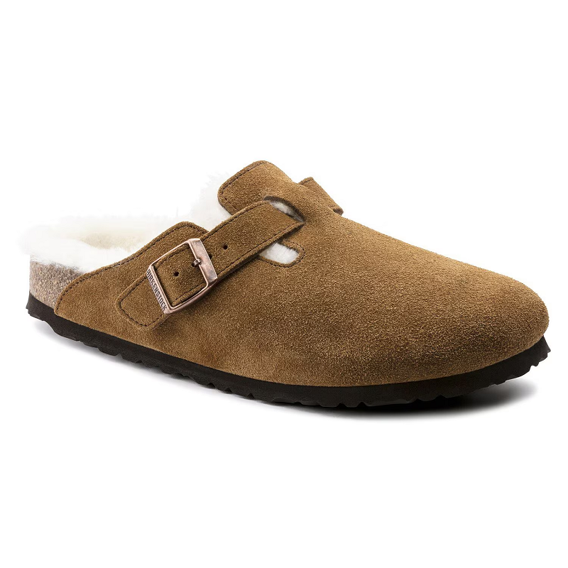 Birkenstock Boston Shearling Suede Leather Clogs
