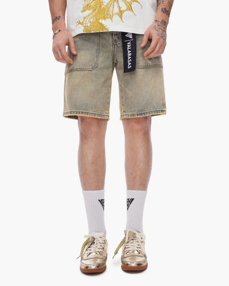 VALABASAS VLBS-VSH1-1023 KUROTO WAXED DENIM SHORTS