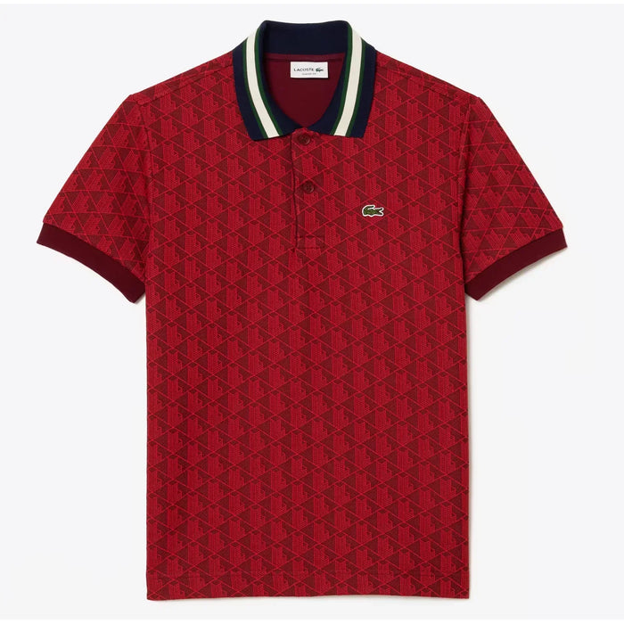 Lacoste Men’s Classic Fit Contrast Collar Monogram Polo Shirts 195750620100 Free Shipping Worldwide