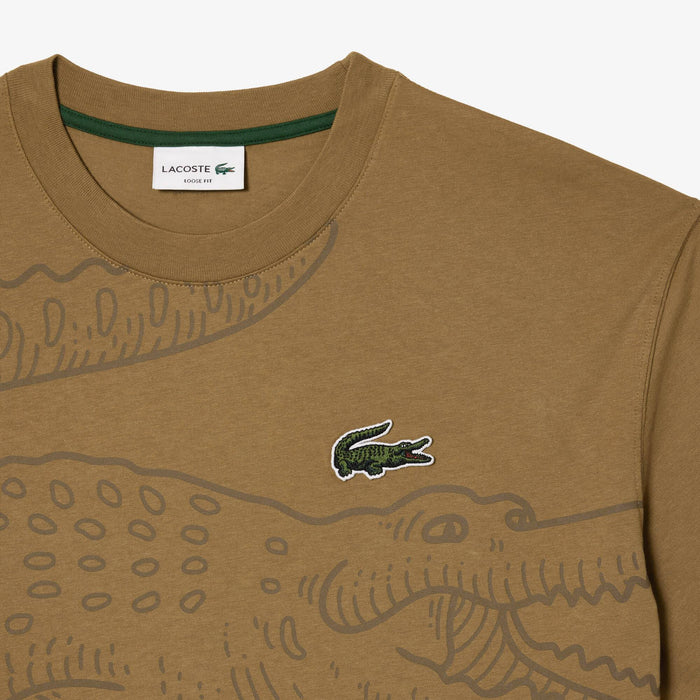 Lacoste Men’s Loose Fit Crocodile Print Crew Neck T-Shirt T-Shirts 195750606814 Free Shipping Worldwide