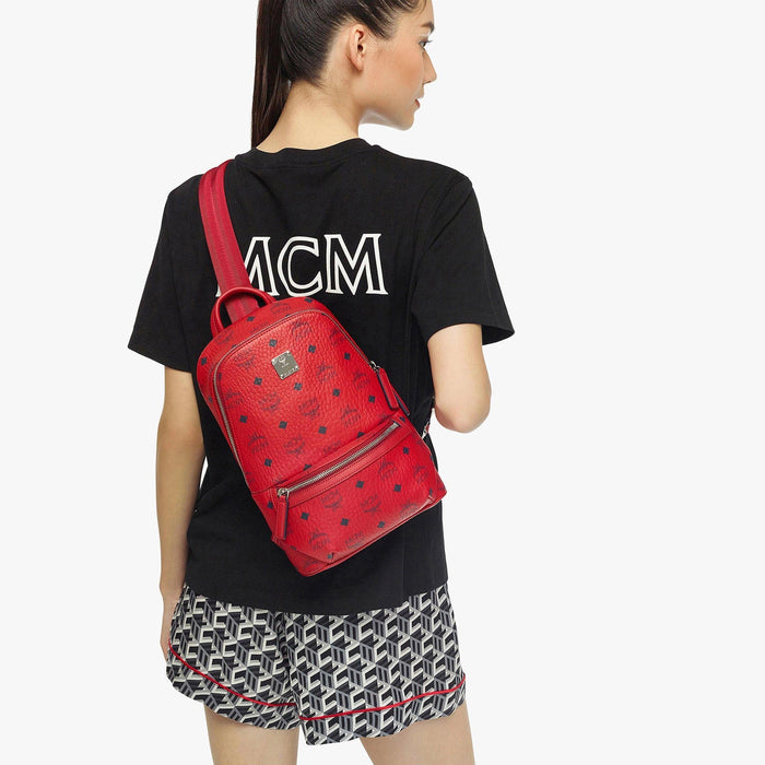 Mini Aren Crossbody Bag in Visetos Red