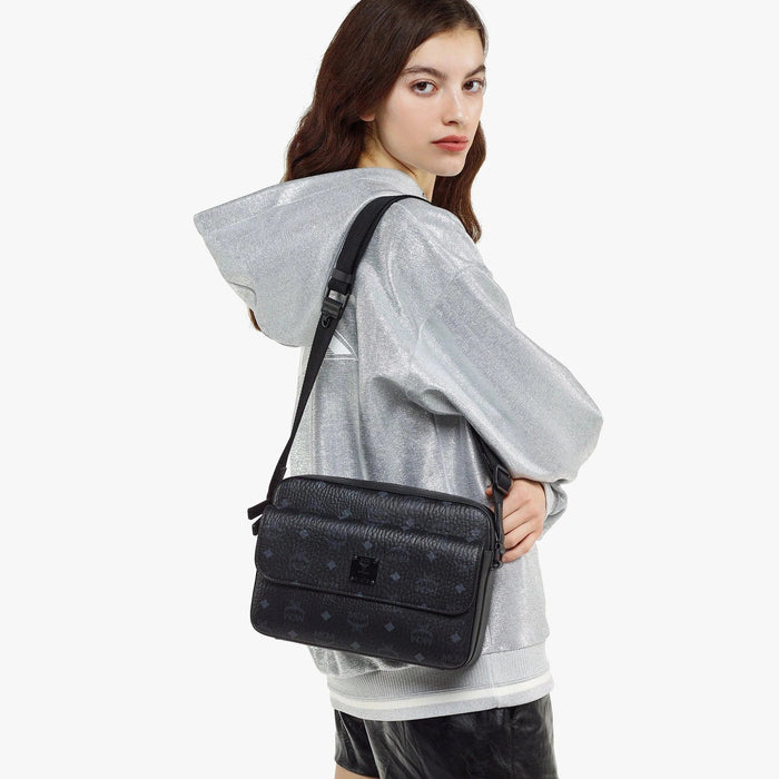 Mini Aren Crossbody Bag in Visetos Black