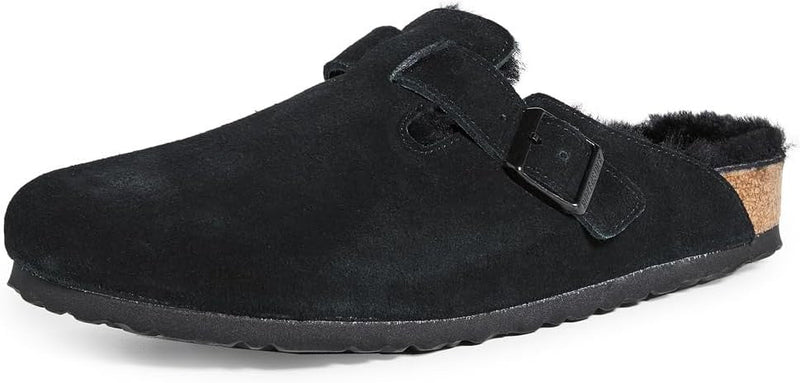 Birkenstock 0259881 Boston Shearling Suede Leather Clogs Unisex Slippers