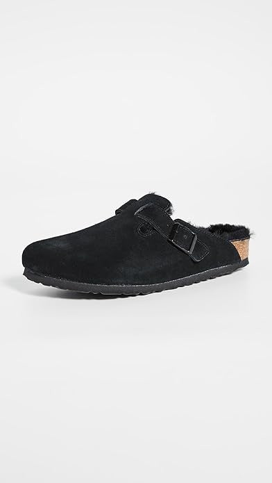 Birkenstock 0259881 Boston Shearling Suede Leather Clogs Unisex Slippers