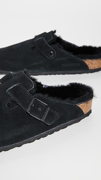 Birkenstock 0259881 Boston Shearling Suede Leather Clogs Unisex Slippers