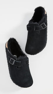 Birkenstock 0259881 Boston Shearling Suede Leather Clogs Unisex Slippers