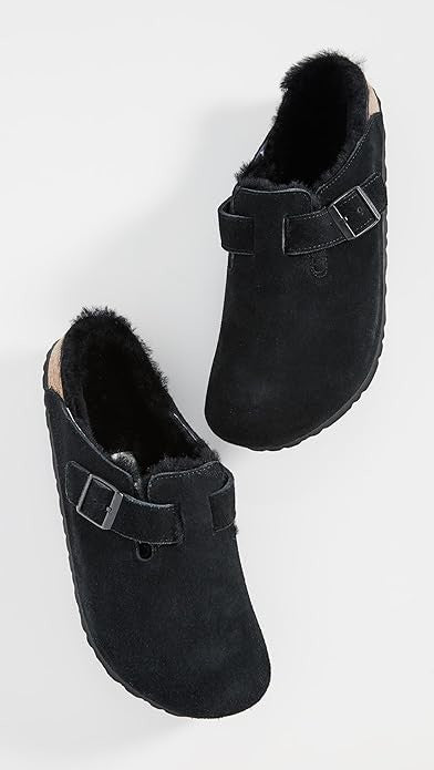 Birkenstock 0259881 Boston Shearling Suede Leather Clogs Unisex Slippers