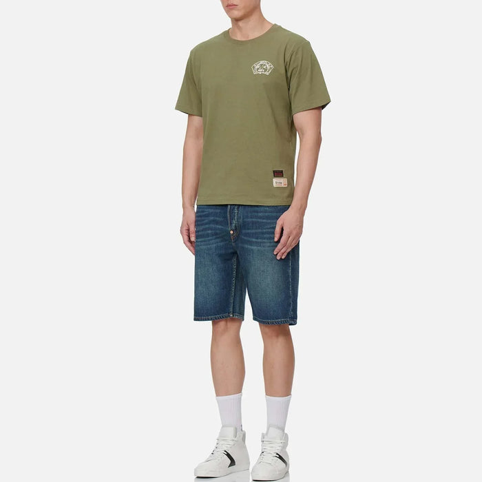 Evisu Mens Daicock Discharged Print & Embroidery Denim Shorts Pants EVISU 4894565561917 Free Shipping Worldwide