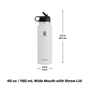 Hydro Flask Wide Mouth Straw Lid Water Bottle 810007835662