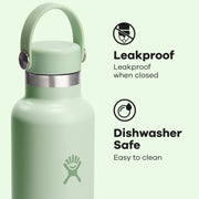 Hydro Flask Stainless Steel Standard Mouth Water Bottle with Flex Cap and Double-Wall Vacuum Insulation