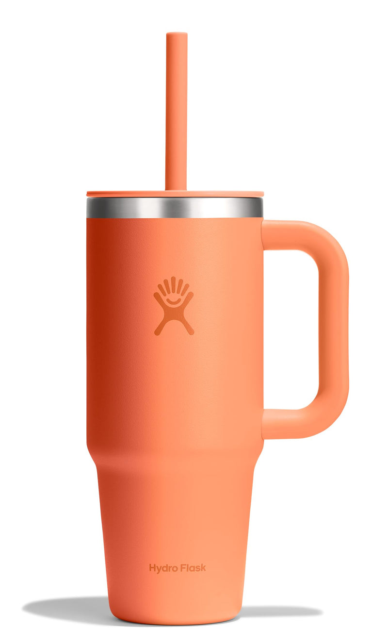 Hydro Flask Travel Tumbler with Handle Lid and Straw - Insulated Stainless Steel Water Bottle 840394215006