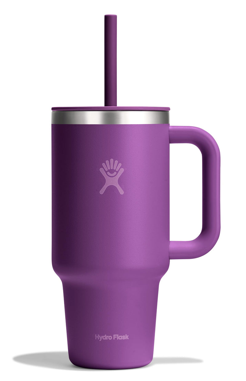 Hydro Flask Travel Tumbler with Handle Lid and Straw - Insulated Stainless Steel Water Bottle 840394215013