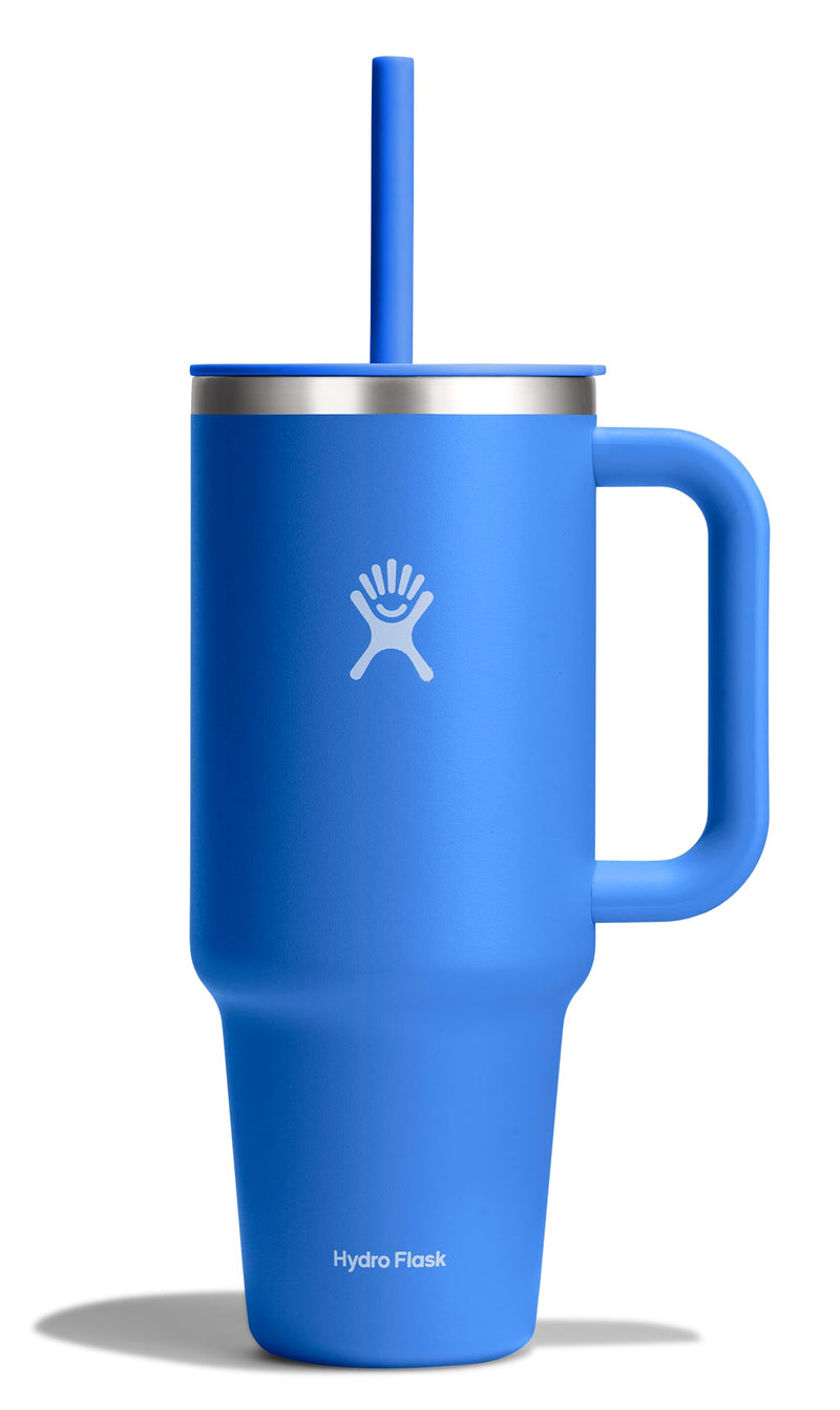 Hydro Flask Travel Tumbler with Handle Lid and Straw - Insulated Stainless Steel Water Bottle 840394202600