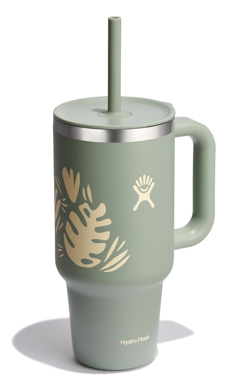 Hydro Flask Travel Tumbler with Handle Lid and Straw - Insulated Stainless Steel Water Bottle
