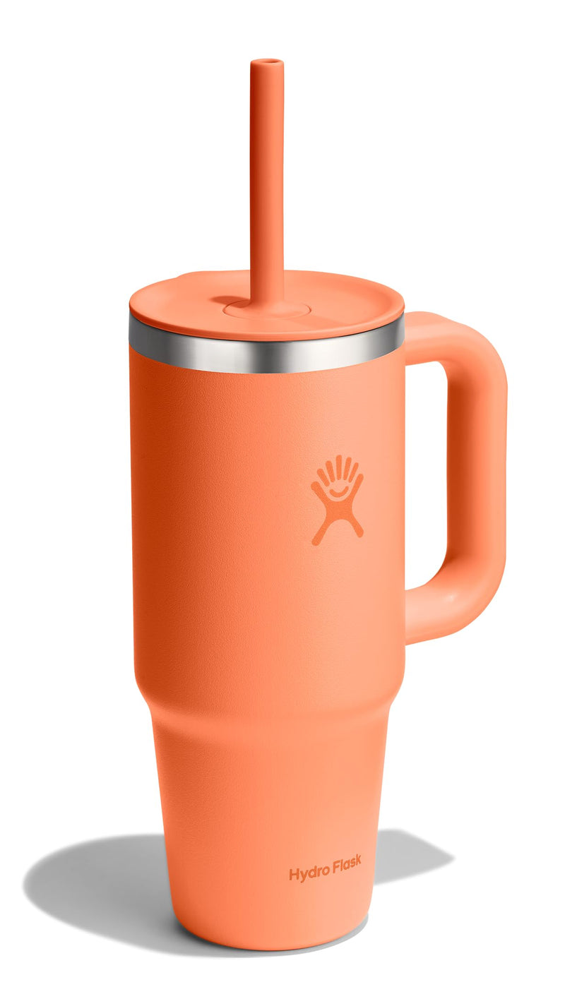 Hydro Flask Travel Tumbler with Handle Lid and Straw - Insulated Stainless Steel Water Bottle