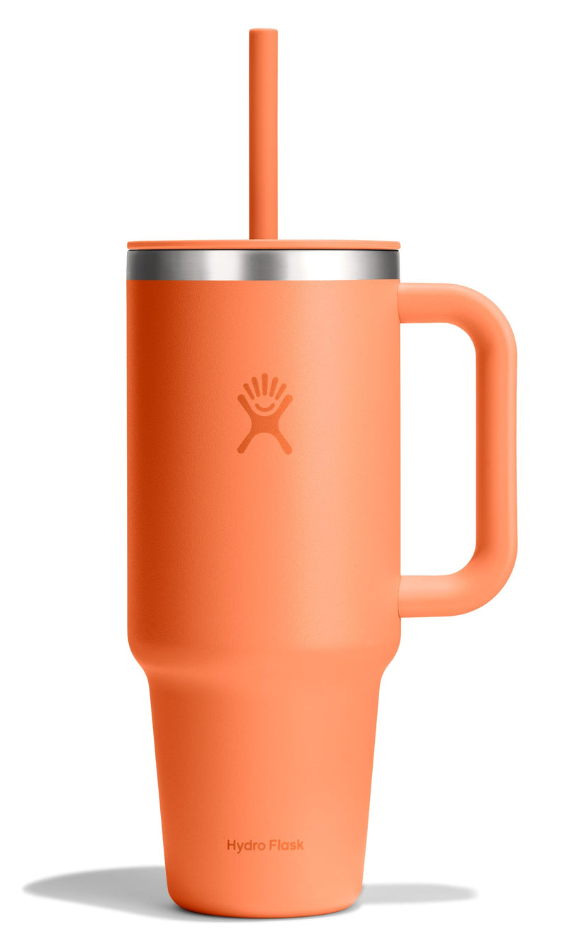 Hydro Flask Travel Tumbler with Handle Lid and Straw - Insulated Stainless Steel Water Bottle